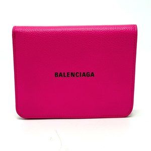 BALENCIAGA Logo Ville Medium Wallet, Bi-fold Leather, Unisex, Pink